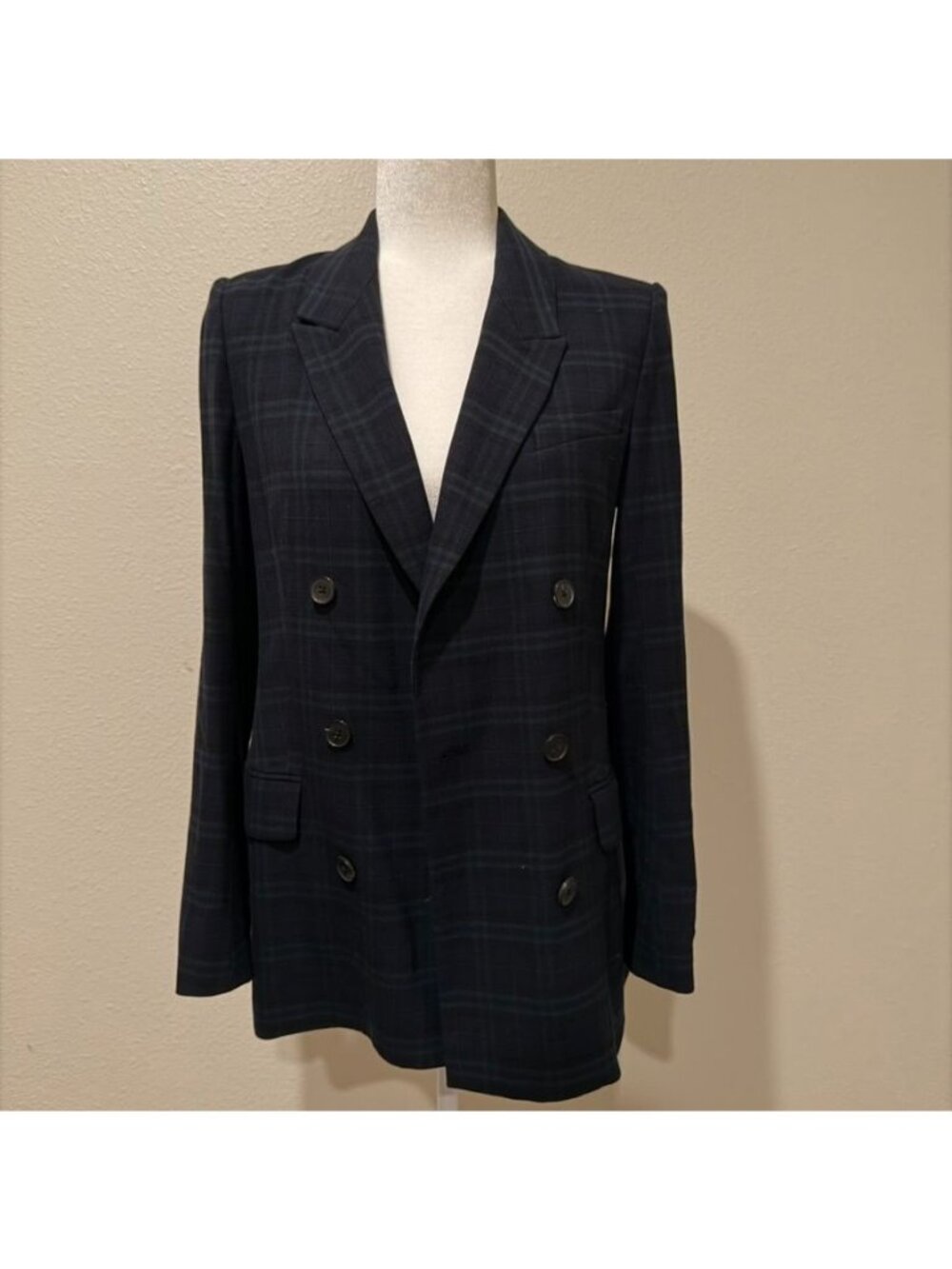 Aritzia Babaton Green Blue Plaid Blazer Size 2 Academia Old Money